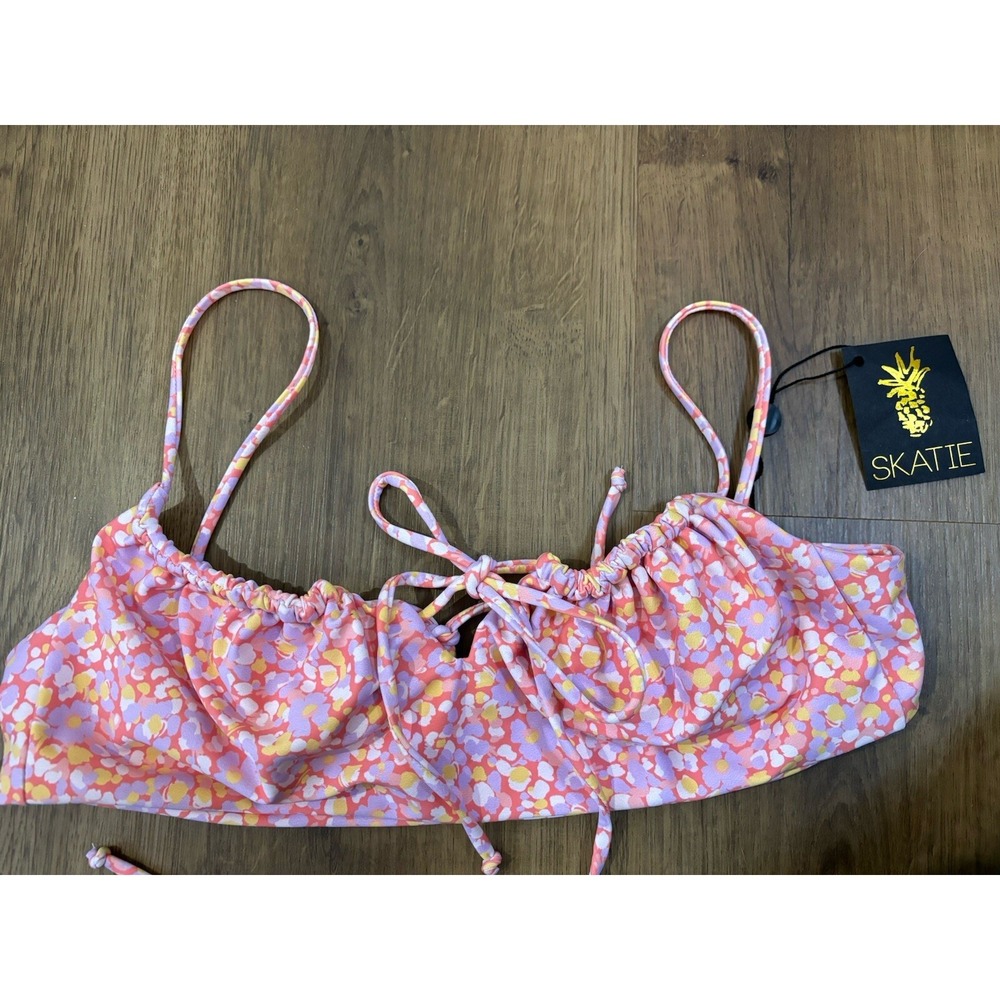 NWT SKATIE Demi Pink Floral Bikini Top XL